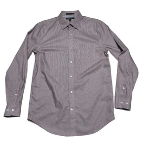 Banana Republic Shirt Mens M Burgundy Houndstooth Slim Fit Non Iron Button Up - Picture 1 of 8