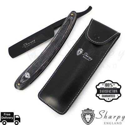 BLACKSMITH LONDON Vintage Straight Cut Throat Shaving Razor Barber Salon Shave Wood Handle > Pouch