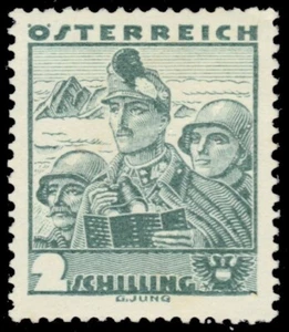 AUSTRIA 371 (Mi584) - Regional Costumes "Military Soldiers" (pb76047) - Picture 1 of 1