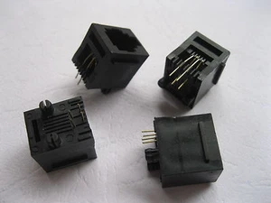 12 pcs Top Entry with Flange Modular Network PCB Jack 52 6P4C Connector Black - Picture 1 of 3