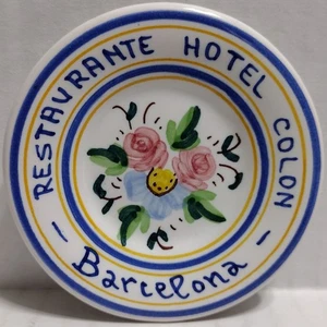 Vintage Hand Painted Hotel Colon Restaurant Barcelona Small Souvenir Plate Dish - Picture 1 of 9