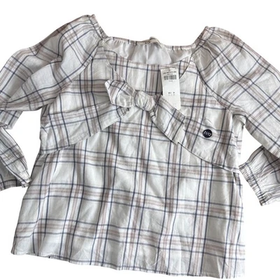 Abercrombie Girls Plaid Shirt Long Sleeve Bow Tie Top 11/12 - Image 1 of 4