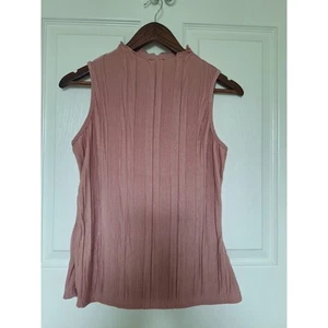 Canotta donna Lillusory rosa polvere finto collo smanicata con ruches taglia S - Foto 1 di 10