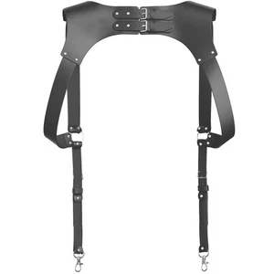 - Top Grain Genuine Leather Black Suspenders for Men | Leather Suspenders for... - Picture 1 of 6