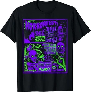 Vintage Halloween Classic Horror Movie Poster Horrorfest T-Shirt - Picture 1 of 13