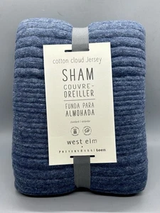 NUEVO West Elm Algodón Orgánico Nube Jersey Estándar Edredón Almohada Simulada Medianoche - Imagen 1 de 9