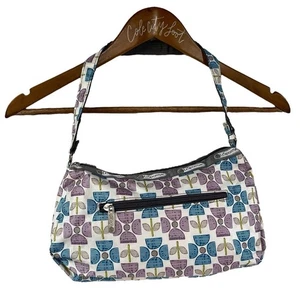 Le Sport Sac Floral Schultertasche blau lila Blumen verstaubar leicht - Bild 1 von 8