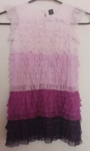 Baby Gap Toddler Size 5 Shift Dress Tiered Tulle Ruffles Ombre Pink Purple - Picture 1 of 7