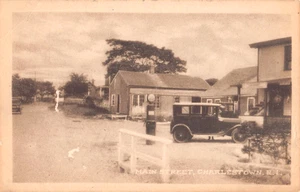 1920's Store Gas Pump Early Car Charlestown RI post card - Picture 1 of 2