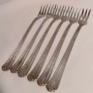 Set of 6 EPNS Cocktail Forks/Decorative Flatware 6"long Antique - Picture 1 of 4