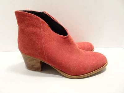 Botines Jeffrey Campbell Rojo Gamuza Cuero Recortado 7 Bloque Tacón Cremallera al Tobillo Foto 1 de 4