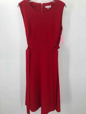 Pre-Owned Calvin Klein Red Size 14 Shift Midi Sleeveless Dress - Image 1 of 3