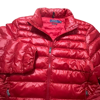 Jaqueta Polo Ralph Lauren Masculina Média Vermelha Brilhante Embalável Casaco Acolchoado Novo sem etiquetas - Imagem 1 de 4