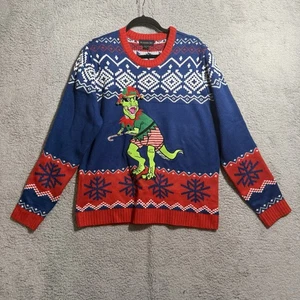 Blizzard Bay Ugly Christmas Sweater Santa Dinosaur T-Rex Bells Size Large - Picture 1 of 10