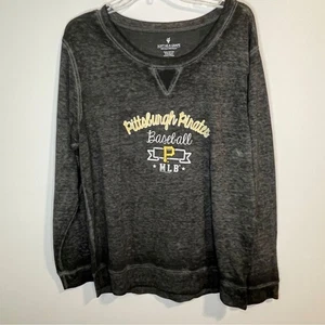 Women's Pittsburgh Pirates Soft as a Grape Black Home Run Swing Sweatshirt - Picture 1 of 5