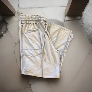 Barrel Sweatpants Women High Waisted Wide Leg Contrast Patchwork Drawstring New - Picture 1 of 8