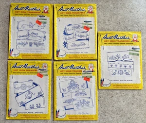 Vtg Aunt Martha's Hot Iron Embroidery Transfer Lot of 5 Cross Stitch Embroidery - Picture 1 of 7