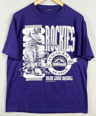 Vintage Colorado Rockies MLB Inaugural Season Shirt Single Stitch Logo 7 Size L - Image 1 of 4