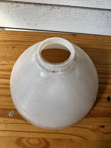 Vintage 1930s Ribbed Milk Glass Lamp Shade, Industrial Dome Light Cover - Picture 1 of 6