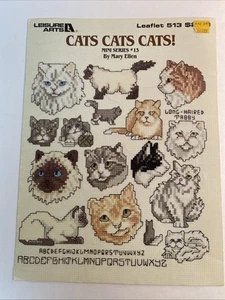 Vintage 1987 Leisure Arts Cats Cats Cats! Counted Cross Stitch #513 - Picture 1 of 2