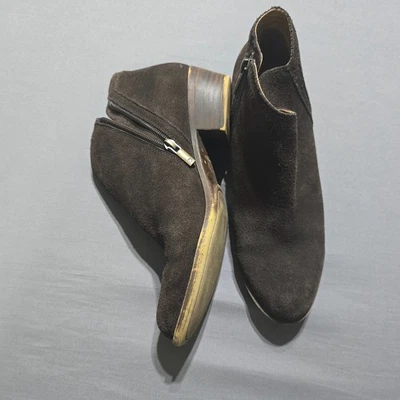 Lucky Brand Womens Ankle Booties 7.5 M brown side zip heel suede heel - Image 1 of 4