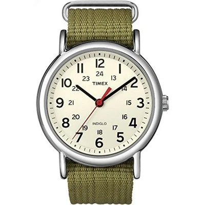 Timex Weekender T2N651 Indiglo Olive Correa Crema Dial Reloj Hombre Auténtico... - Imagen 1 de 4