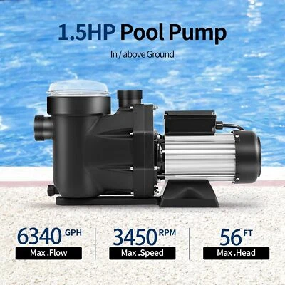 110V 1.5HP Variable 2-Speed Swimming Pool Pump Motor Strainer In/Above Ground - Image 1 of 4