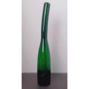 Botella torcida vintage italiana de vidrio esmeralda soplada a mano de los años 50 cuello de cisne - Imagen 1 de 15