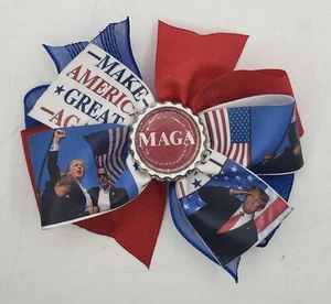 TRUMP Hairbow ~ Make America Great Again MAGA 2024 Hair Bow President Donald - Picture 1 of 1