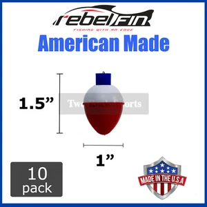 10-PACK - 1" inch Teardrop RED & WHITE BOBBERS - Fishing Floats Corks tackle - Picture 1 of 1
