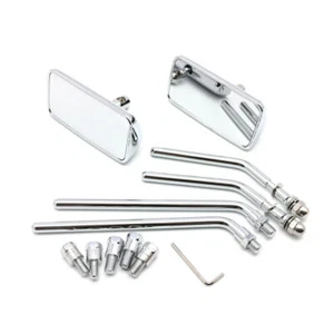 Motorcycle Rectangle M8 M10 Rearview Side Mirrors For Harley Honda Yamaha Suzuki - Picture 1 of 7