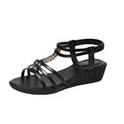 Summer Wedges Sandals Womens Open Toe Slip On Slingbacks Shoes Roman Sandals Sz