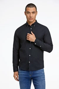 Lindbergh Oxford Shirt Slim Size XS Black Superflex Stretch RRP £50 - Picture 1 of 7