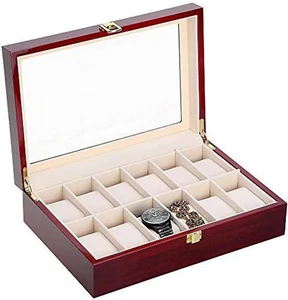 Scatola Porta per 12 Orologi in Legno Custodia - Foto 1 di 12