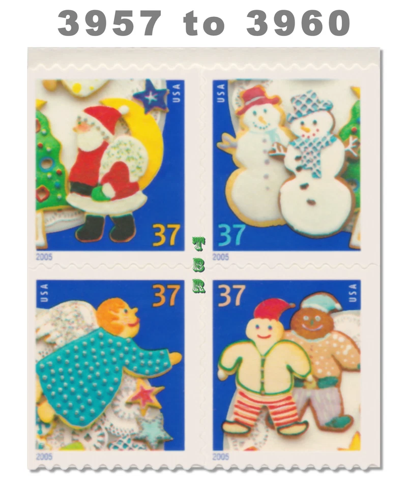 3957-60 3960 3960a Holiday Cookies Block 4 From Vending BK299 2005 MNH - Buy Now - Image 1 of 1