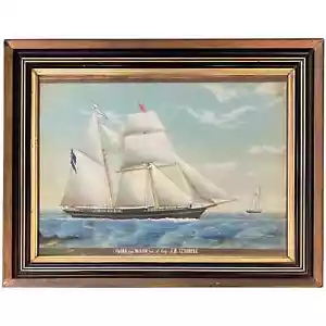 Dipinto ad acquerello Frederich Martin Sorvig XIX secolo, ritratto di nave svedese, Clara - Foto 1 di 11