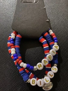 Buffalo Bills Mens 3-piece Bracelet Set - Bills Mafia - Football Charm - Picture 1 of 4