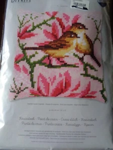 DIY KIT VERVACO NEEDLEPOINT CUSHION PILLOW KIT BIRDS AND MAGNOLIA 16"x16" - Picture 1 of 3