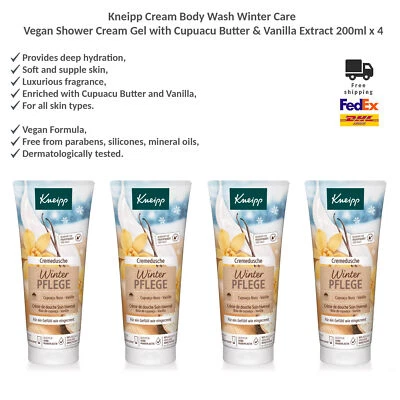 Gel de ducha vegano Kneipp Body Wash cuidado de invierno con mantequilla de Cupuacu, vainilla x 4 Foto 1 de 3