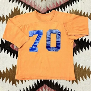 Vintage 1960s Cotton Football Jersey #70 - Faded Orange - Picture 1 of 9