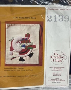 The Creative Circle Embroidery Kit Yarn Christmas Papa Santa Sack #2139 - Picture 1 of 5