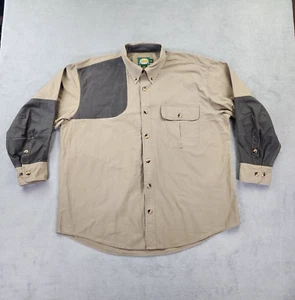 Camisa Cabelas Para Hombres XL Caqui Bronceado Abotonada Manga Larga Almohadilla de Tiro Caza - Imagen 1 de 17