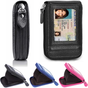 Portatarjetas de crédito con bloqueo RFID para hombres y mujeres con cremallera de cuero talla compacta billetera - Imagen 1 de 47