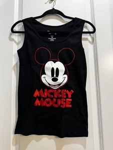Disney Black Micky Mouse GRAPHIC Tank Top Medium Sleeveless Round Neck - Picture 1 of 6