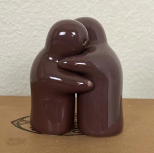 Hugging Ghosts Brown Salt and Pepper Shakers Ceramic Hugging People - Picture 1 of 9