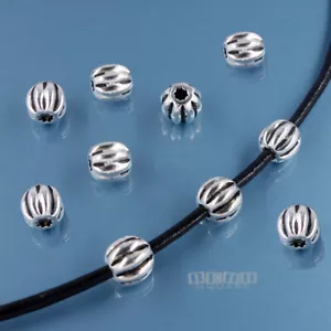 10 Oxidiertes Sterlingsilber Kürbis Gerippt Runde Perlen Abstandshalter 5 mm #33871 - Bild 1 von 2