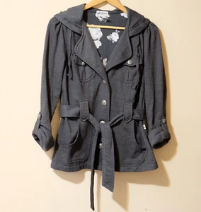 Self Esteem Pea Coat Jacket Women's M Belted Charcoal Gray Light Weight #p62-9 - Picture 1 of 9