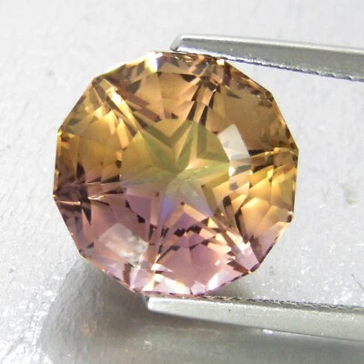 Pedra preciosa solta corte mágico personalizado redondo ametrina natural linda 10,15 ct 12,5 mm - Imagem 1 de 4