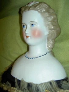 Fancy German decorated parian bisque, KLING shoulderhead (6 sew hole) doll - Picture 1 of 12