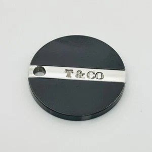 Tiffany T&CO Round Disc Black Pendant in Silver and Titanium Mens Unisex - Picture 1 of 7